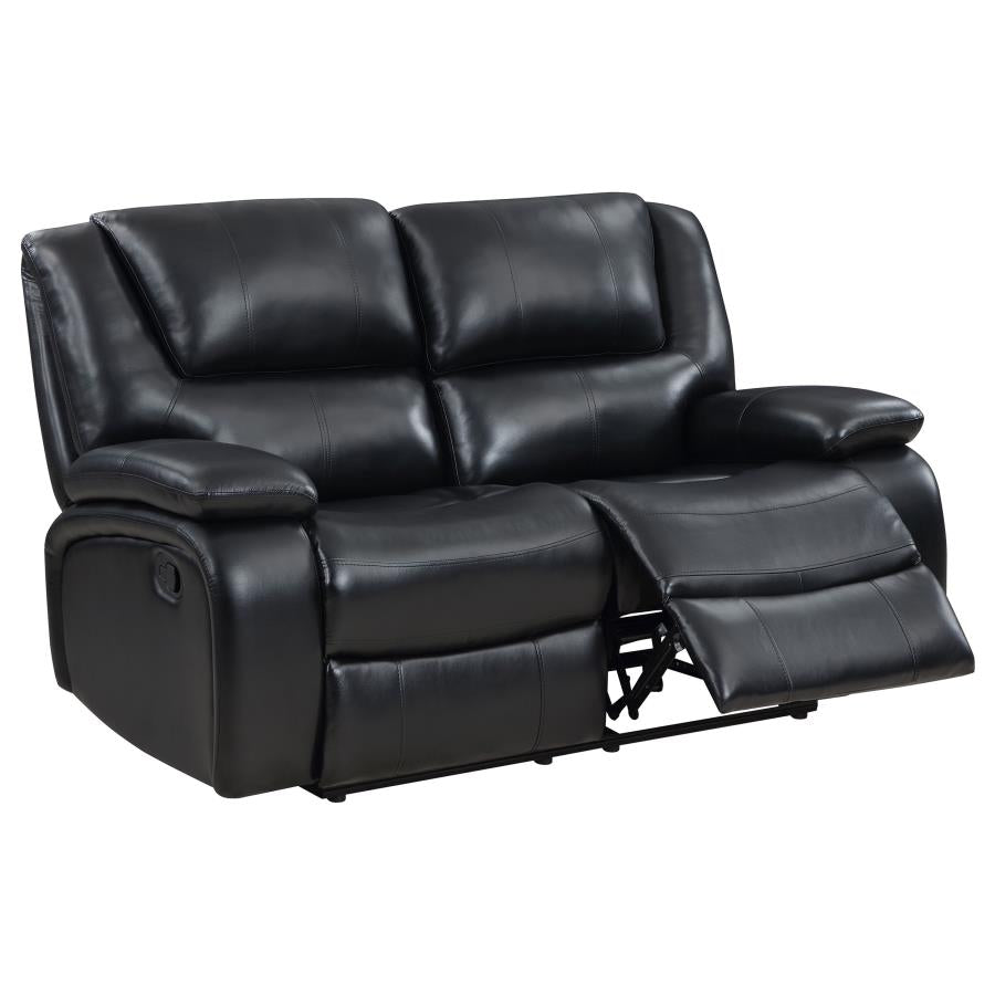 Camila 3-piece Upholstered Reclining Sofa Set Black-9