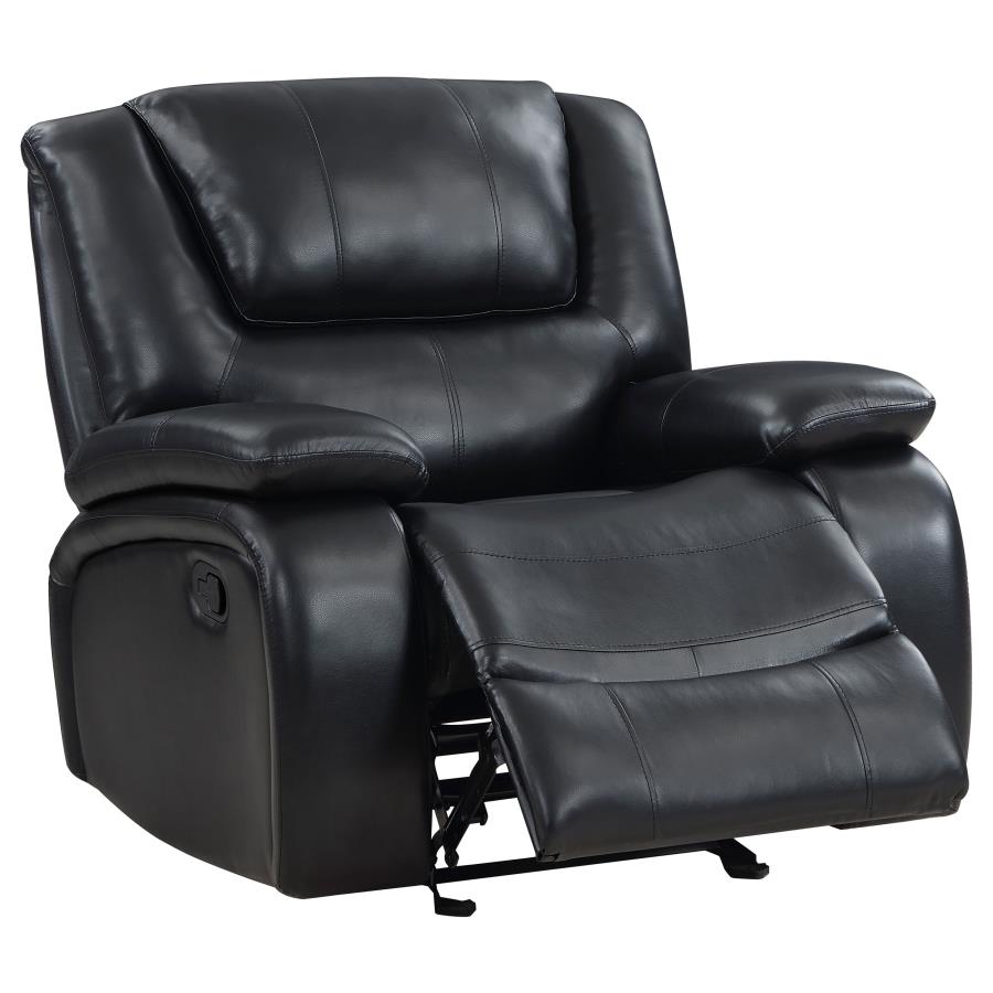 Camila 3-piece Upholstered Reclining Sofa Set Black-zoom-13