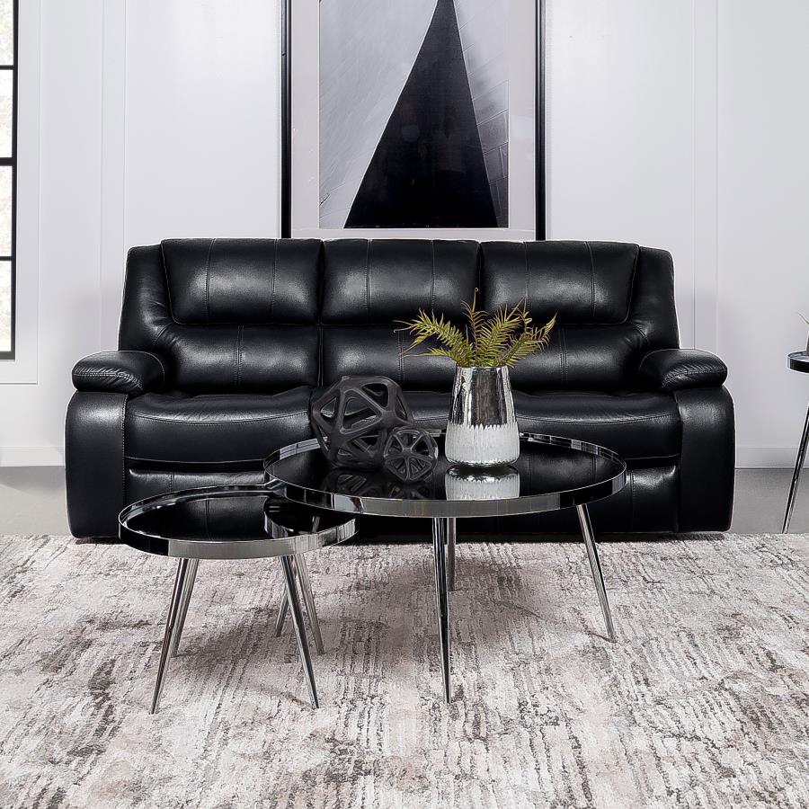 Camila Upholstered Motion Reclining Sofa Black-2