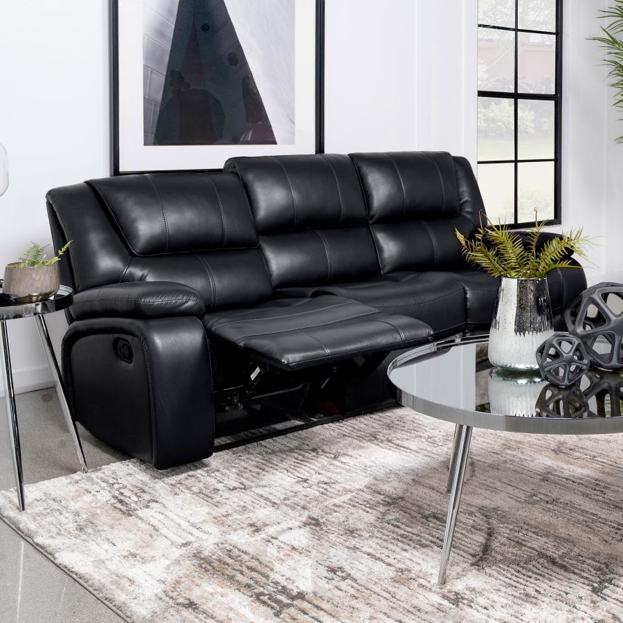 Camila Upholstered Motion Reclining Sofa Black-zoom-3
