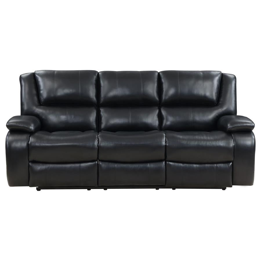 Camila Upholstered Motion Reclining Sofa Black-zoom-5