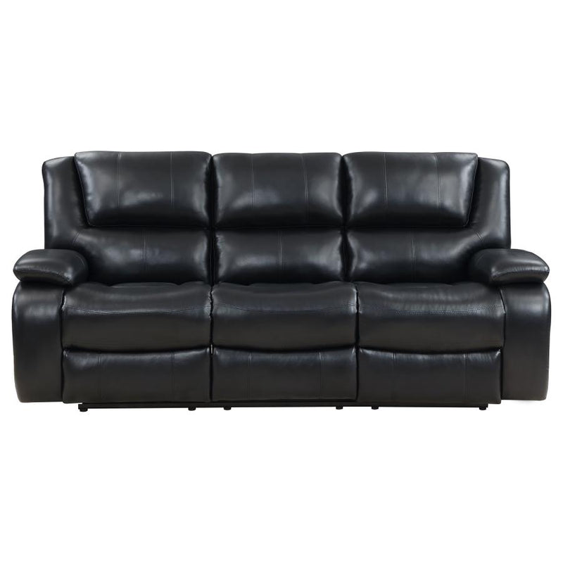 Camila Upholstered Motion Reclining Sofa Black-zoom-