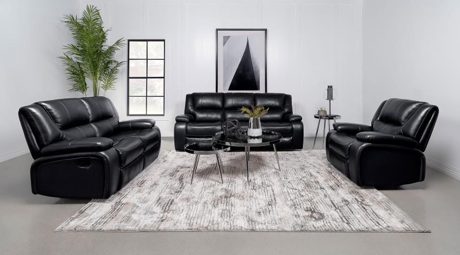 Camila Upholstered Motion Reclining Sofa Black-zoom-11
