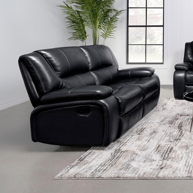 Camila Upholstered Motion Reclining Loveseat Black-zoom-