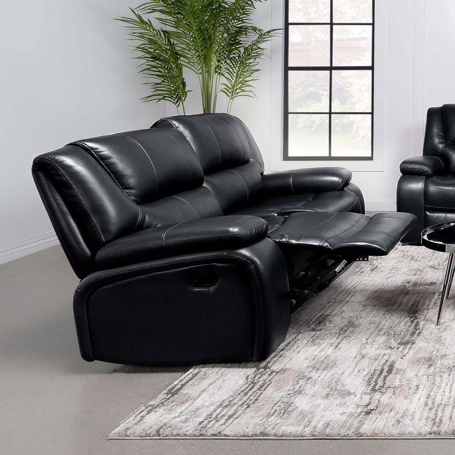 Camila Upholstered Motion Reclining Loveseat Black-zoom-3
