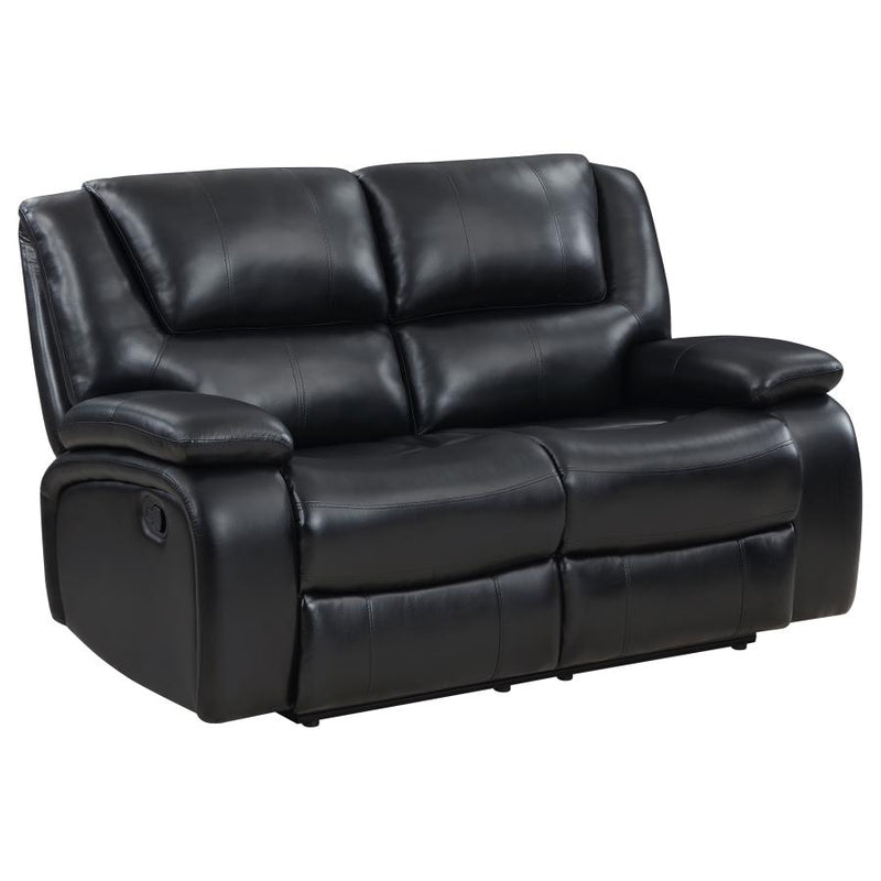 Camila Upholstered Motion Reclining Loveseat Black-zoom-