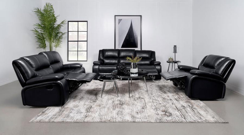 Camila Upholstered Motion Reclining Loveseat Black-zoom-