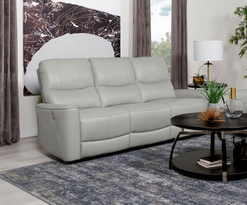 Greenfield Upholstered Power Reclining Sofa Dove Grey-zoom-