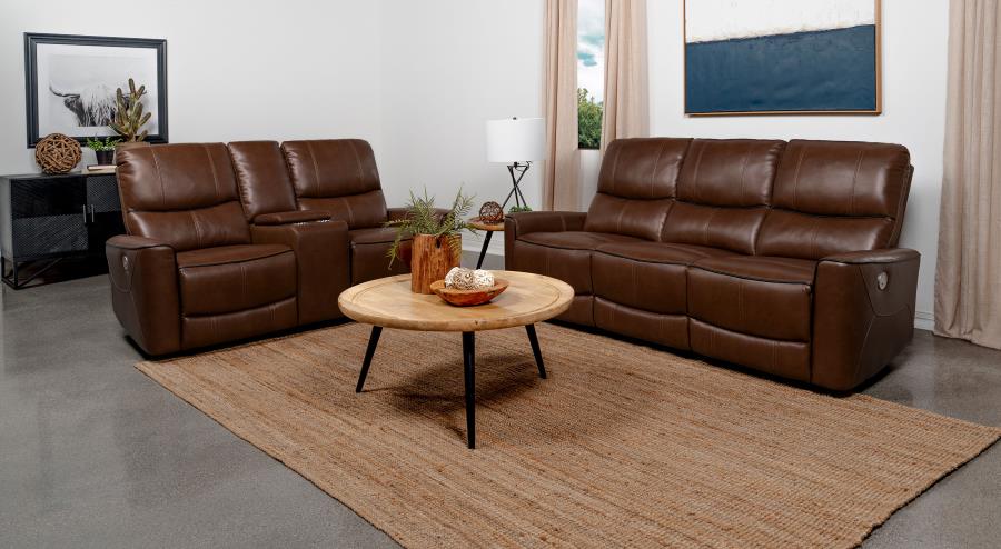 Greenfield 2-piece Power Reclining Sofa Set Saddle Brown-zoom-2