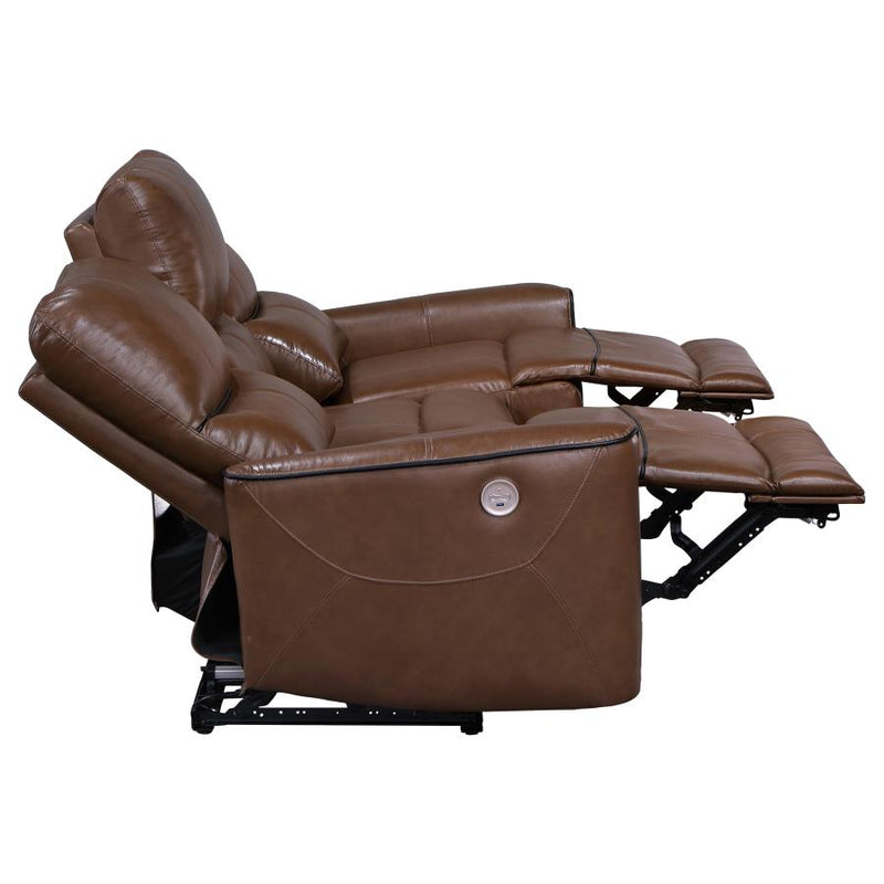 Greenfield 2-piece Power Reclining Sofa Set Saddle Brown-zoom-