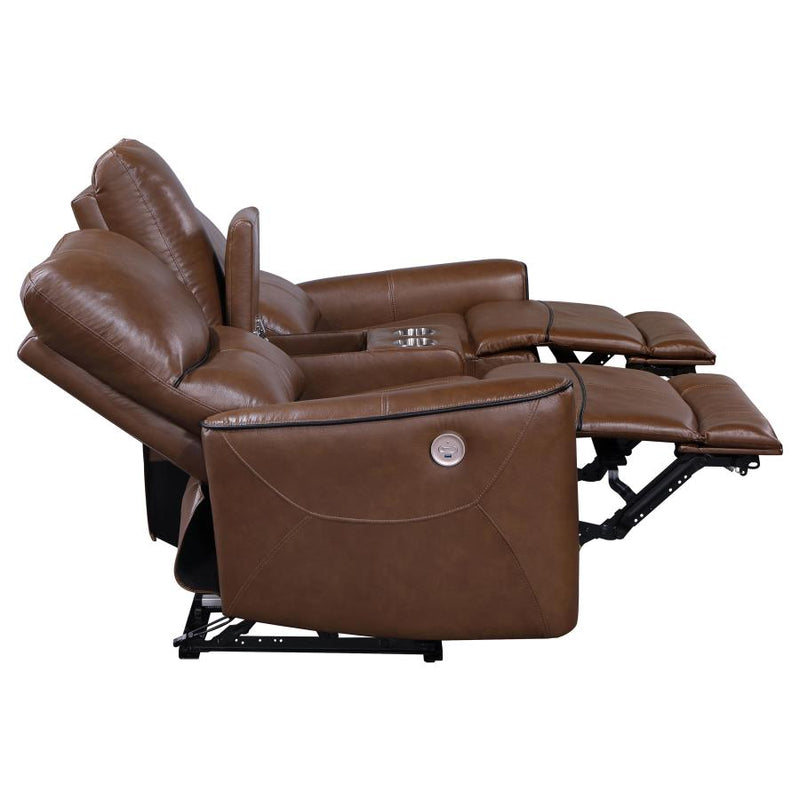 Greenfield 2-piece Power Reclining Sofa Set Saddle Brown-zoom-