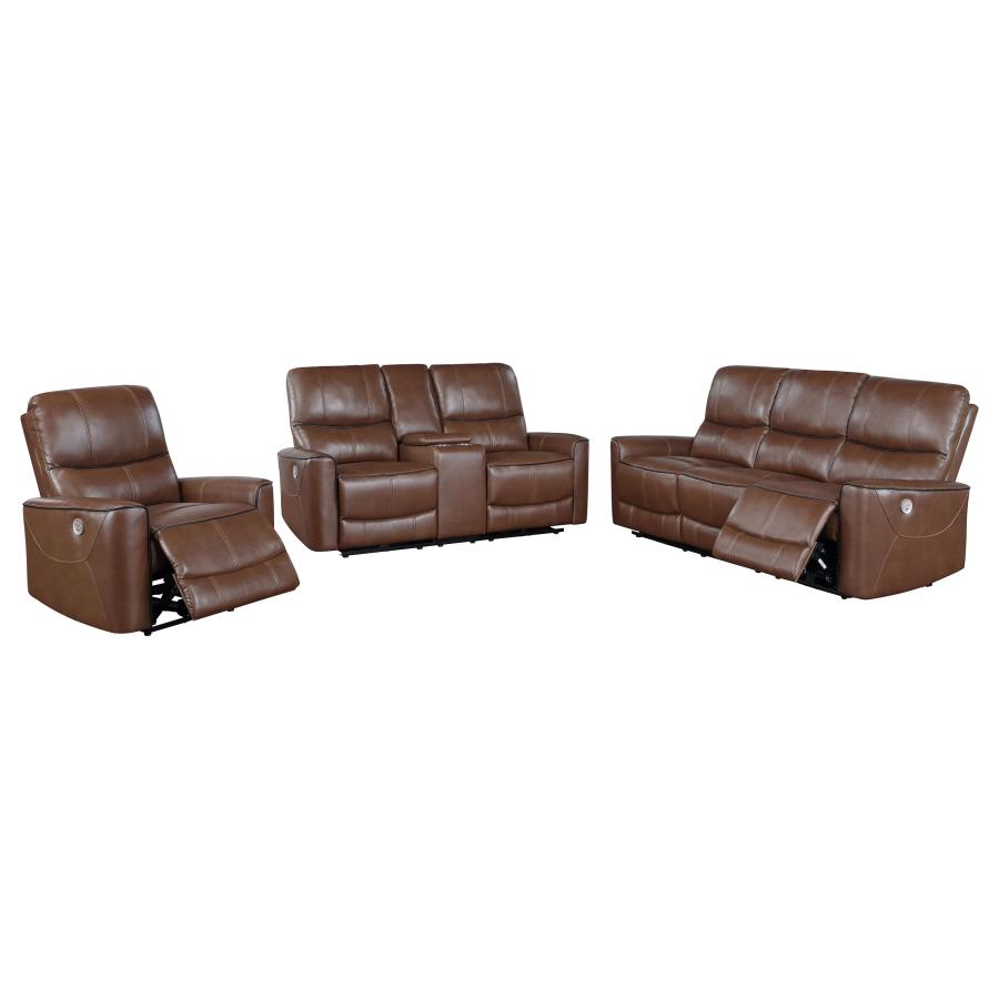 Greenfield 3-piece Power Reclining Sofa Set Saddle Brown-3