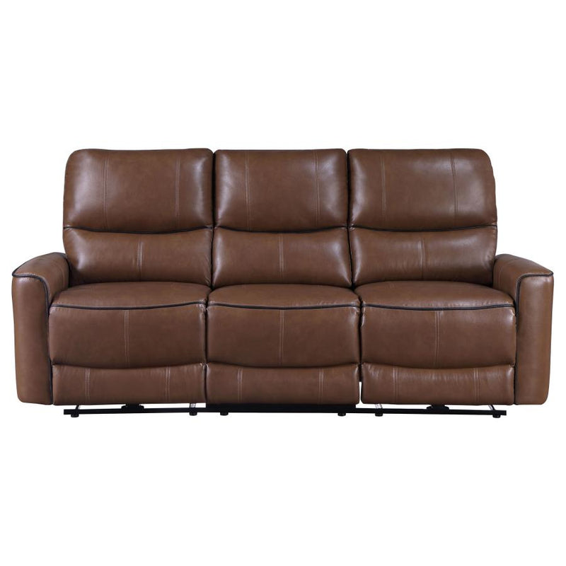 Greenfield Upholstered Power Reclining Sofa Saddle Brown-zoom-