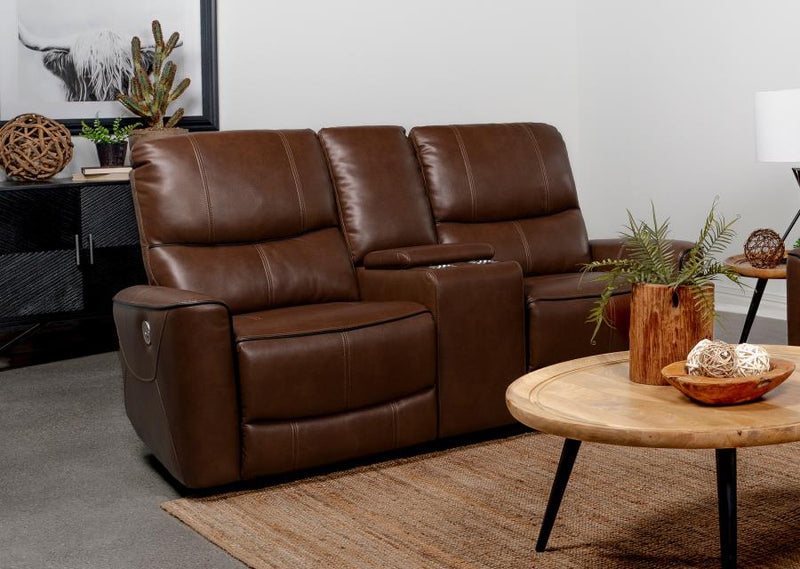 Greenfield Upholstered Power Reclining Loveseat Saddle Brown-zoom-