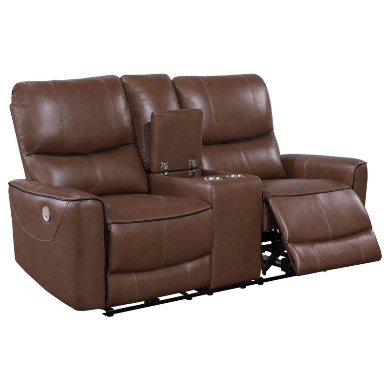 Greenfield Upholstered Power Reclining Loveseat Saddle Brown-zoom-