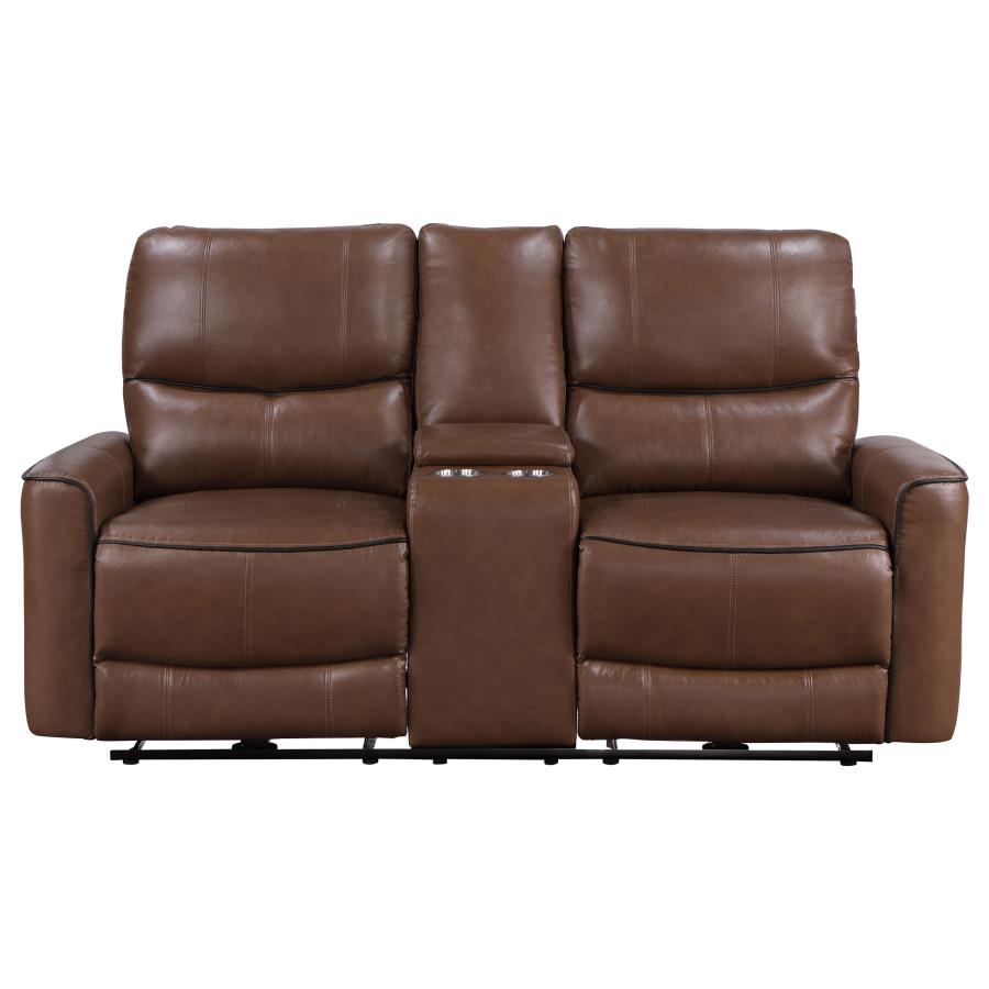 Greenfield Upholstered Power Reclining Loveseat Saddle Brown-4