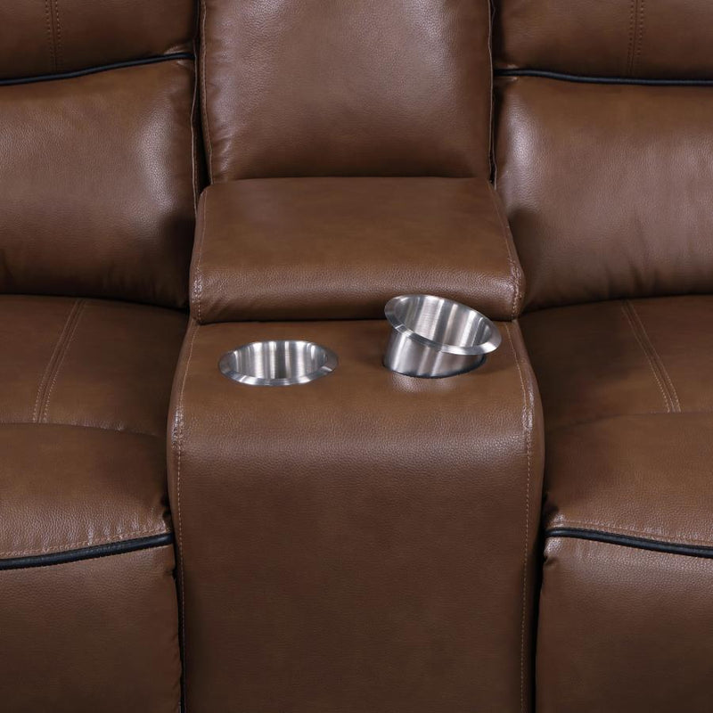Greenfield Upholstered Power Reclining Loveseat Saddle Brown-zoom-