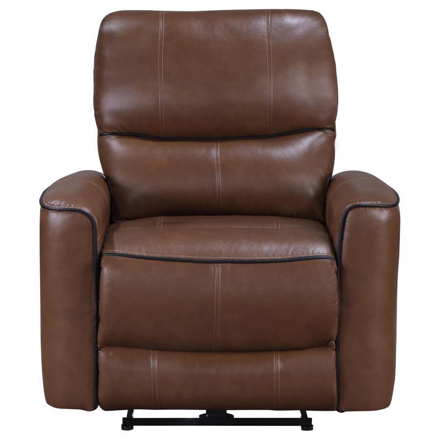 Greenfield Upholstered Power Recliner Chair Saddle Brown-zoom-4