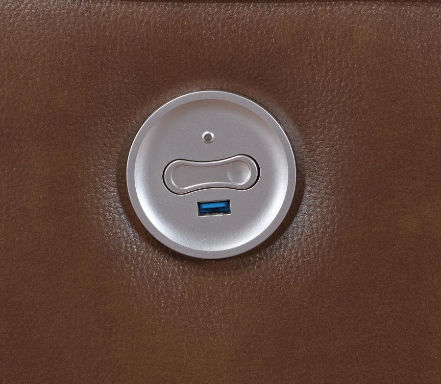 Greenfield Upholstered Power Recliner Chair Saddle Brown-zoom-8