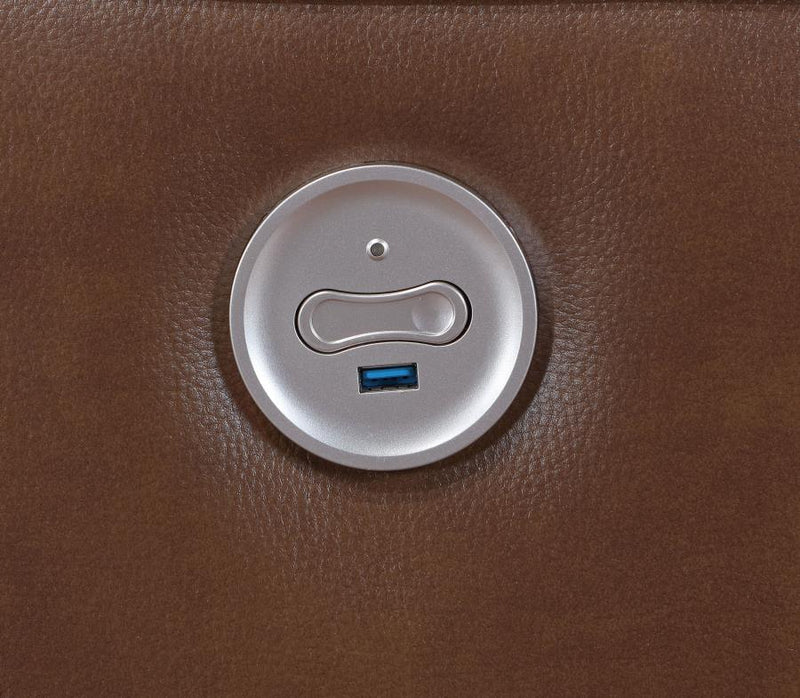 Greenfield Upholstered Power Recliner Chair Saddle Brown-zoom-