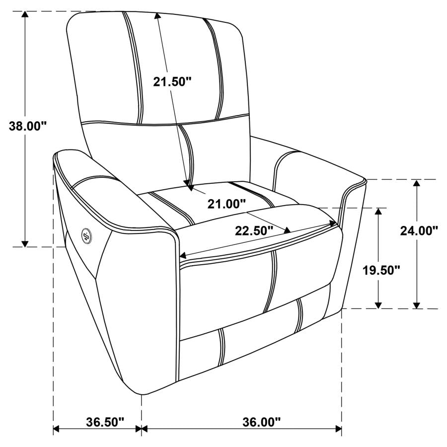 Greenfield Upholstered Power Recliner Chair Saddle Brown-zoom-10