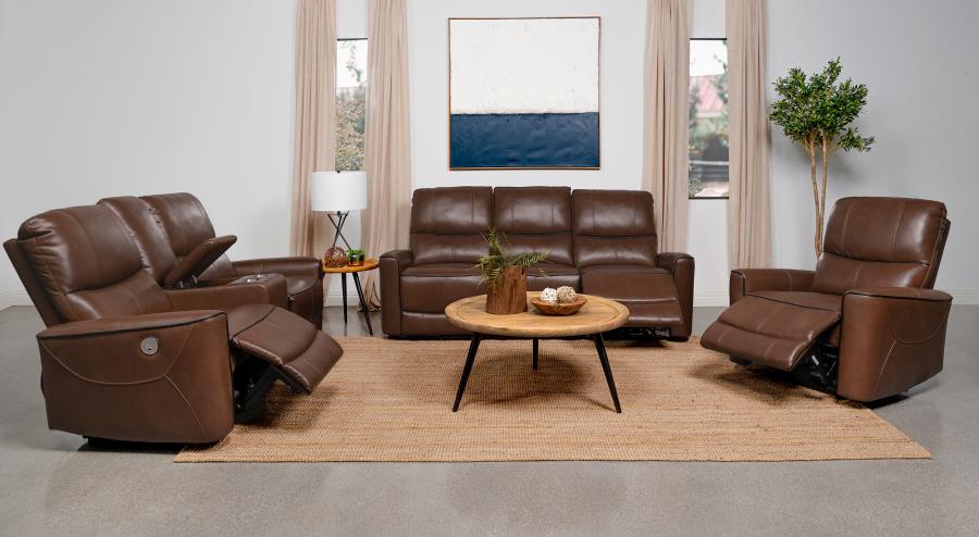 Greenfield Upholstered Power Recliner Chair Saddle Brown-12