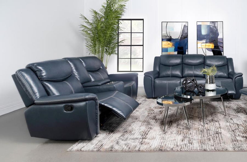 Sloane 2-piece Upholstered Reclining Sofa Set Blue-zoom-