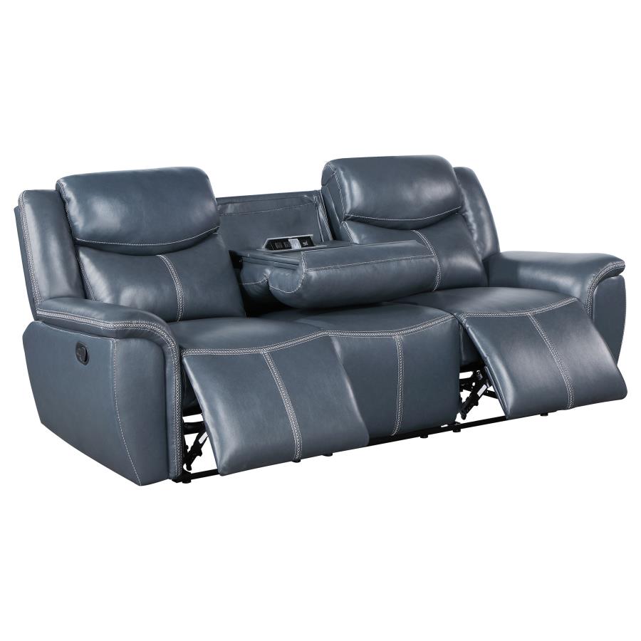 Sloane 2-piece Upholstered Reclining Sofa Set Blue-4