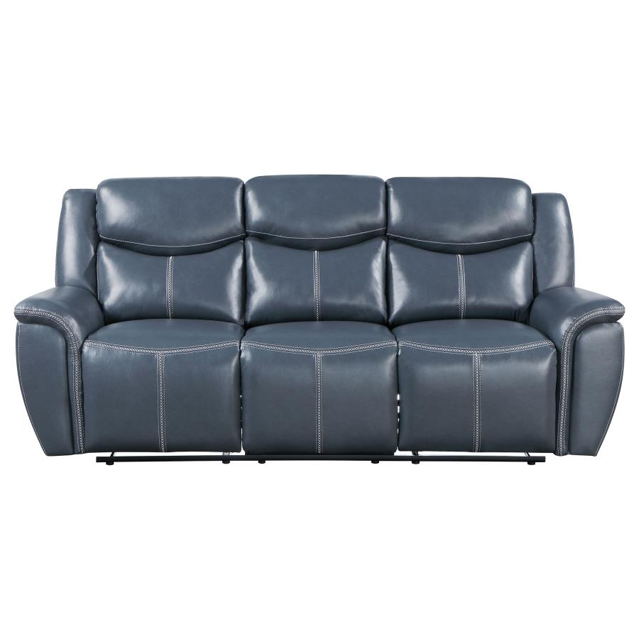 Sloane 2-piece Upholstered Reclining Sofa Set Blue-5