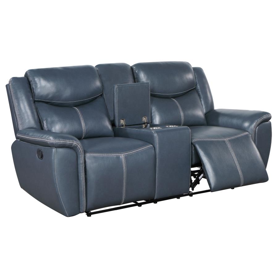 Sloane 2-piece Upholstered Reclining Sofa Set Blue-9