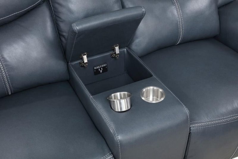 Sloane 2-piece Upholstered Reclining Sofa Set Blue-zoom-