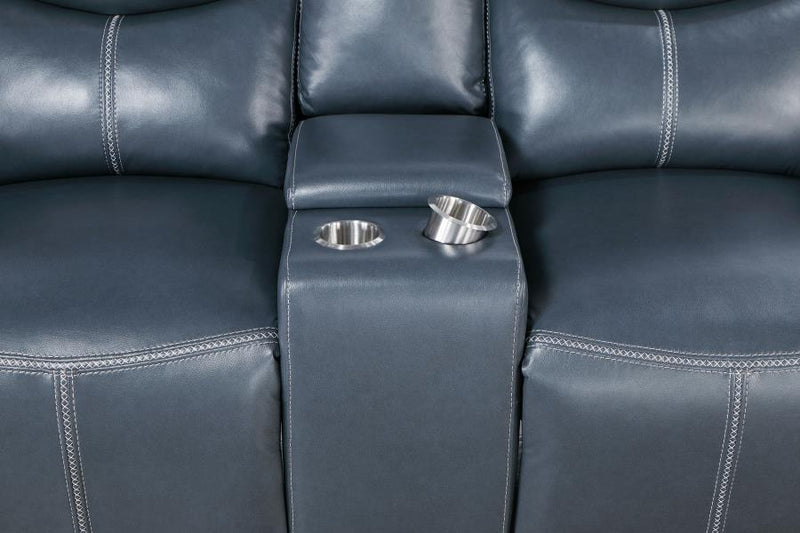 Sloane 2-piece Upholstered Reclining Sofa Set Blue-zoom-