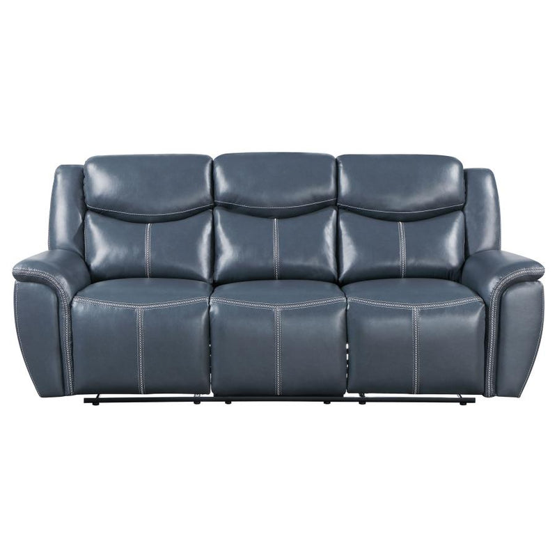 Sloane Upholstered Padded Arm Reclining Sofa Blue-zoom-