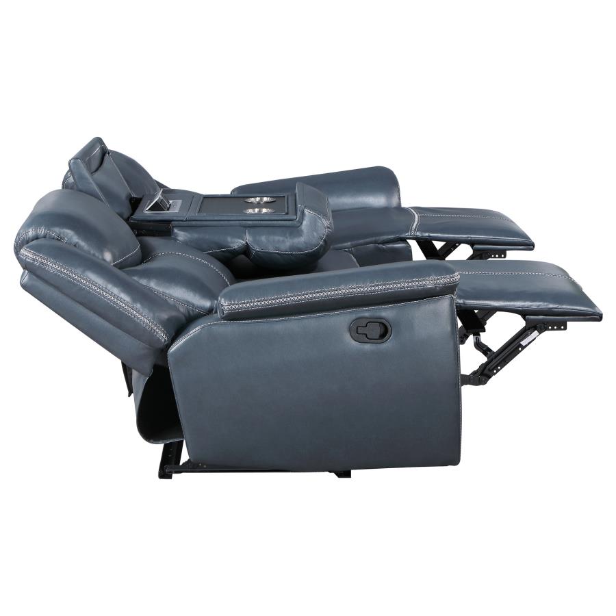 Sloane Upholstered Padded Arm Reclining Sofa Blue-zoom-7