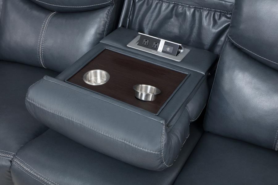 Sloane Upholstered Padded Arm Reclining Sofa Blue-zoom-8