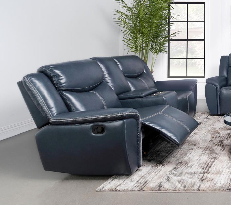 Sloane Upholstered Padded Arm Reclining Loveseat Blue-zoom-