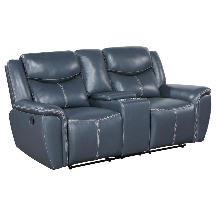Sloane Upholstered Padded Arm Reclining Loveseat Blue-1