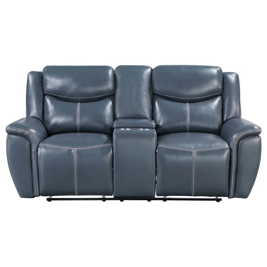 Sloane Upholstered Padded Arm Reclining Loveseat Blue-zoom-4