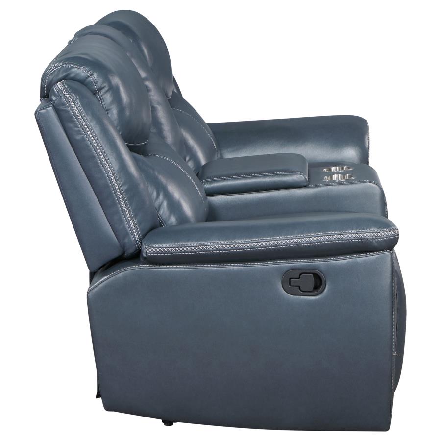 Sloane Upholstered Padded Arm Reclining Loveseat Blue-6