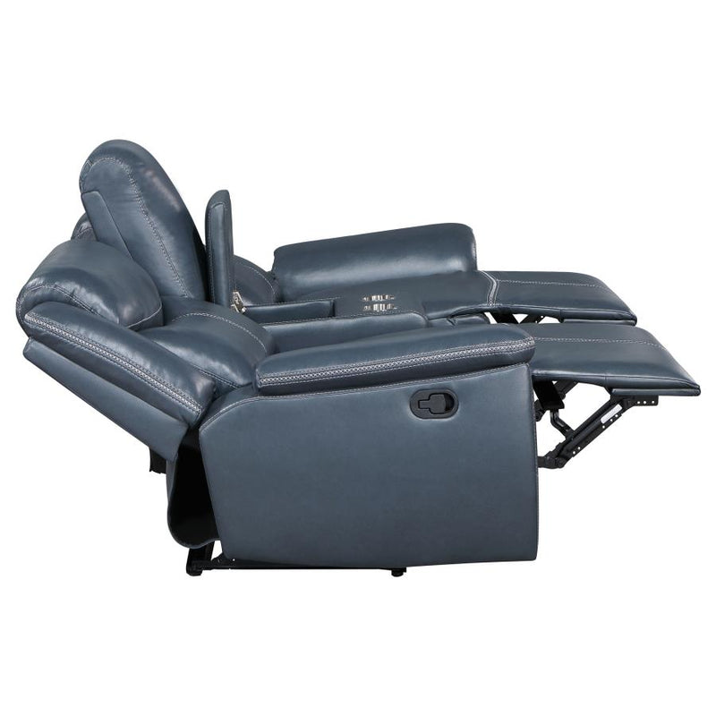 Sloane Upholstered Padded Arm Reclining Loveseat Blue-zoom-
