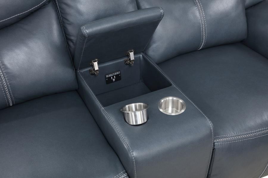 Sloane Upholstered Padded Arm Reclining Loveseat Blue-8
