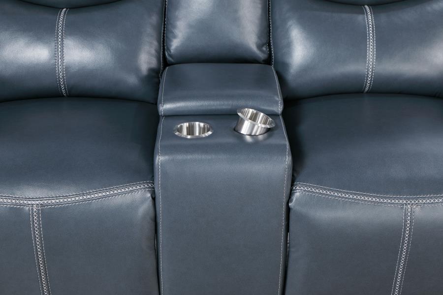 Sloane Upholstered Padded Arm Reclining Loveseat Blue-9