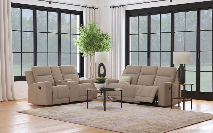 Brentwood 2-piece Upholstered Reclining Sofa Set Taupe-1