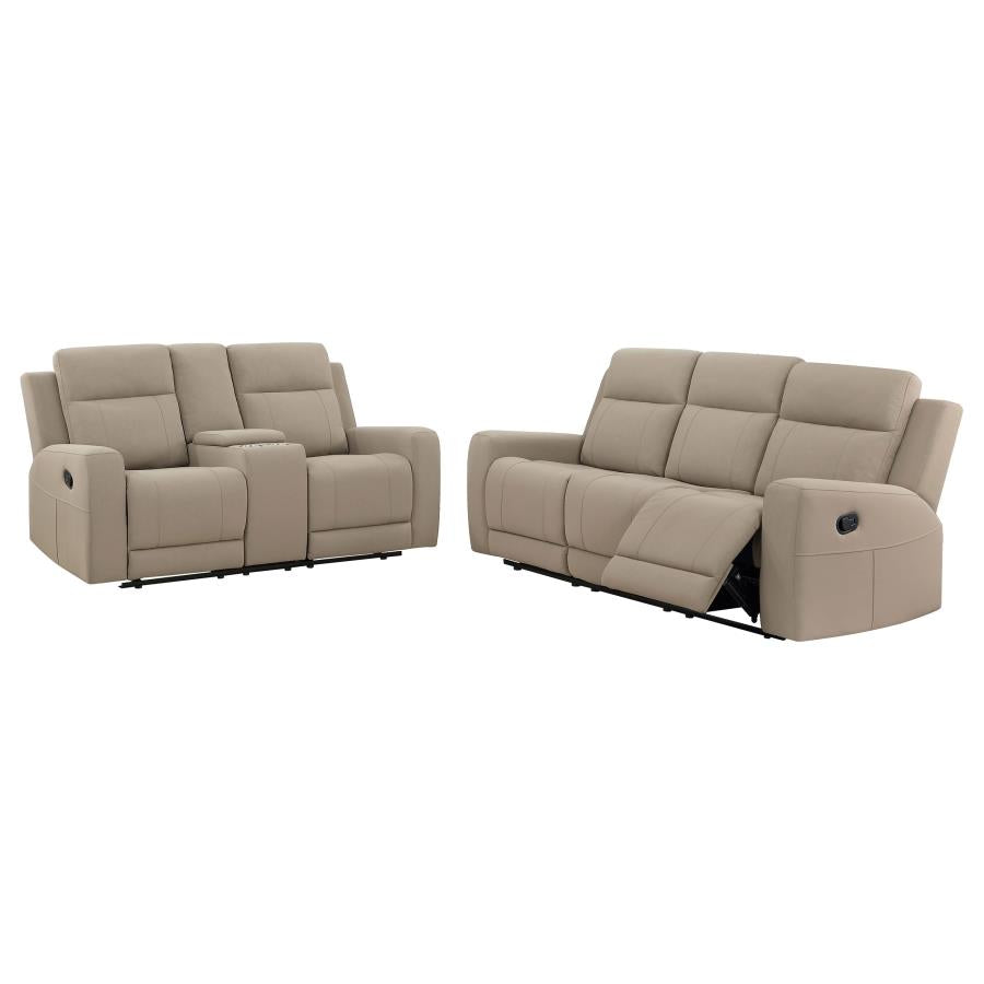 Brentwood 2-piece Upholstered Reclining Sofa Set Taupe-2