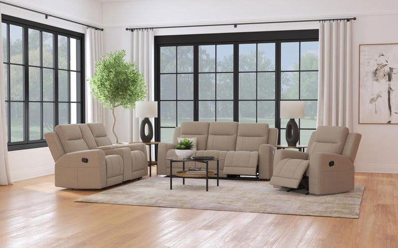 Brentwood 3-piece Upholstered Reclining Sofa Set Taupe-zoom-