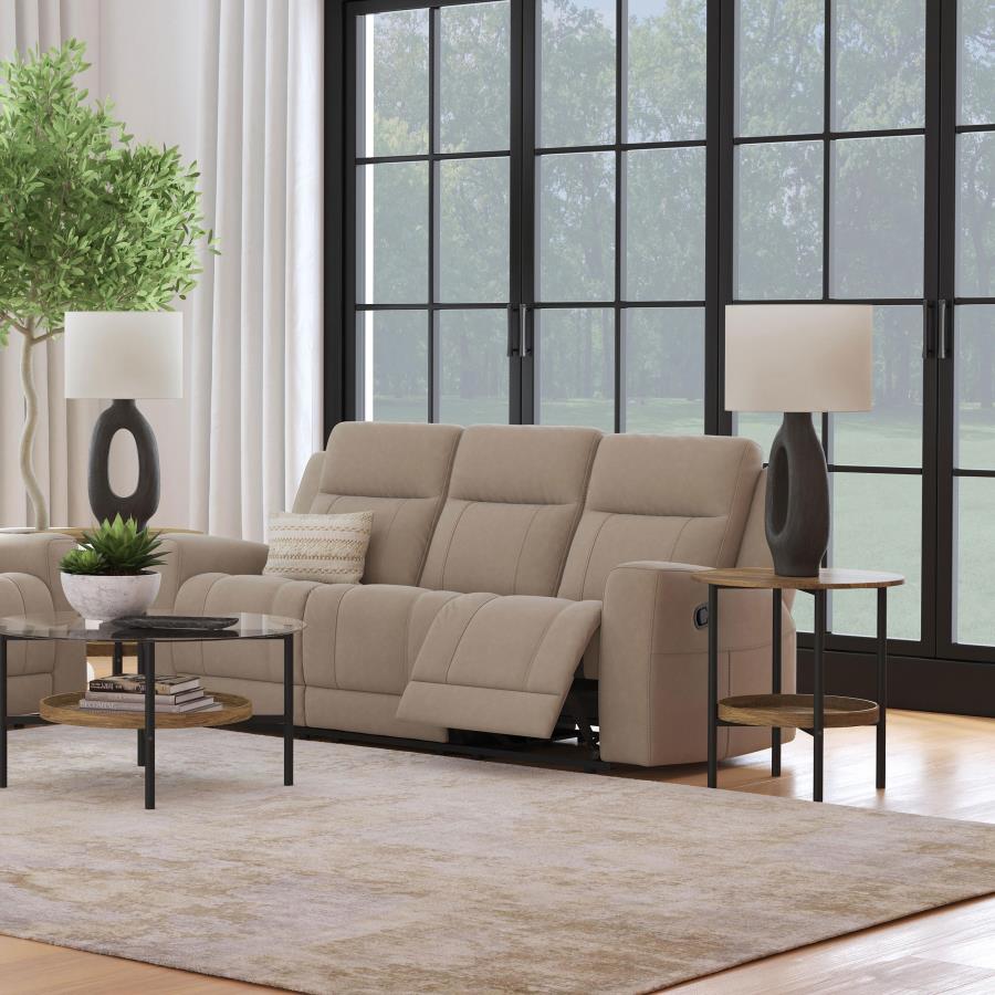 Brentwood Upholstered Motion Reclining Sofa Taupe-2