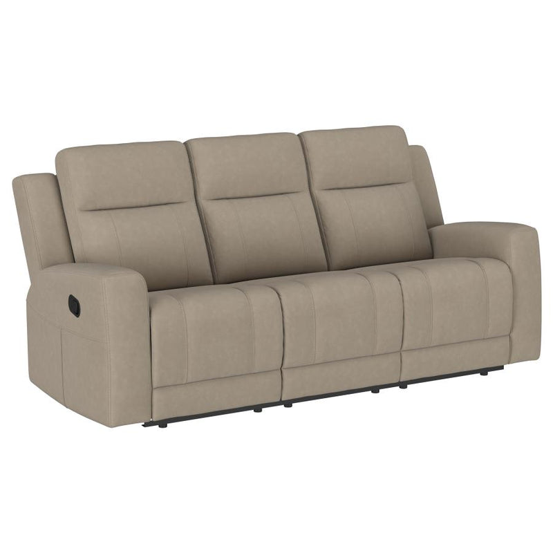 Brentwood Upholstered Motion Reclining Sofa Taupe-zoom-