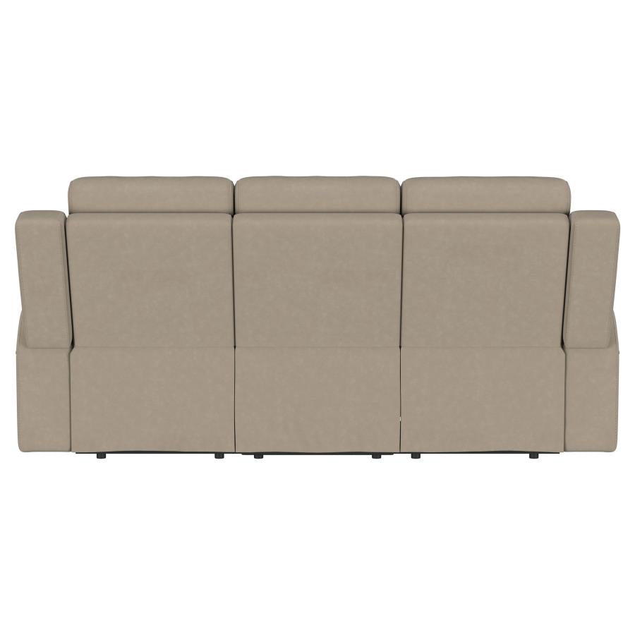 Brentwood Upholstered Motion Reclining Sofa Taupe-7