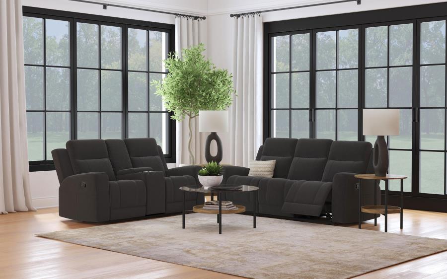 Brentwood 2-piece Upholstered Reclining Sofa Set Charcoal-1