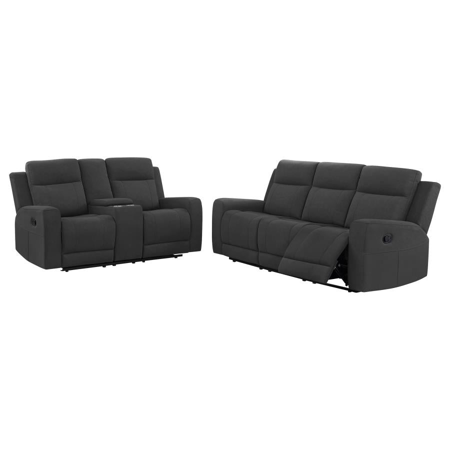 Brentwood 2-piece Upholstered Reclining Sofa Set Charcoal-zoom-2